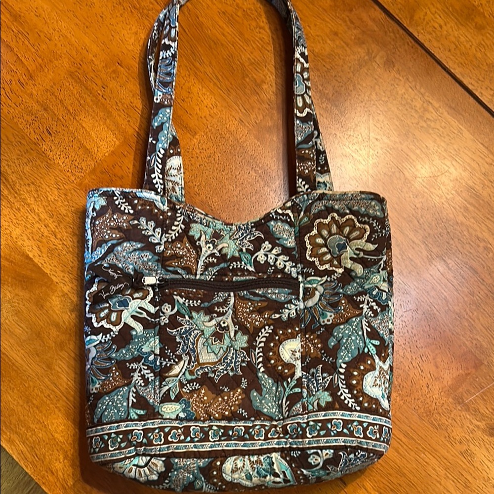 Vera Bradley Brown and Blue Floral Tote